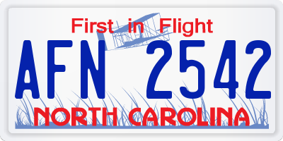 NC license plate AFN2542