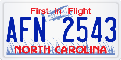 NC license plate AFN2543