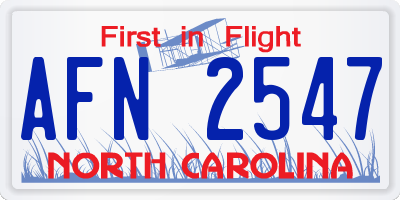 NC license plate AFN2547