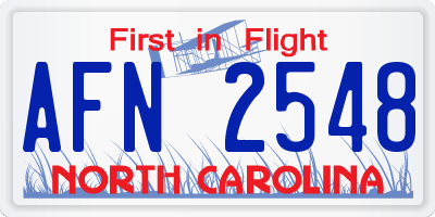 NC license plate AFN2548
