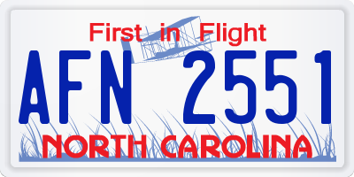 NC license plate AFN2551
