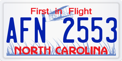 NC license plate AFN2553