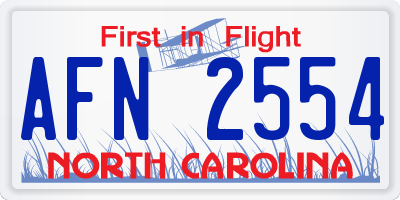 NC license plate AFN2554