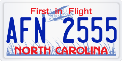 NC license plate AFN2555