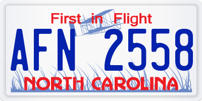 NC license plate AFN2558