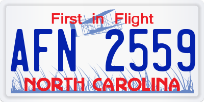 NC license plate AFN2559