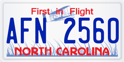 NC license plate AFN2560