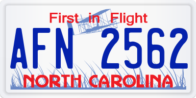 NC license plate AFN2562