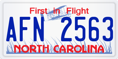 NC license plate AFN2563