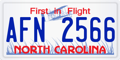 NC license plate AFN2566