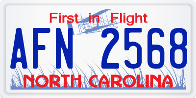 NC license plate AFN2568