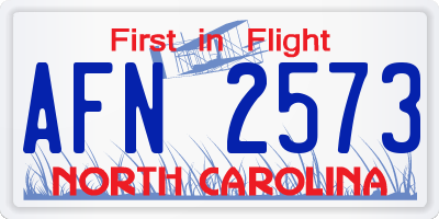 NC license plate AFN2573