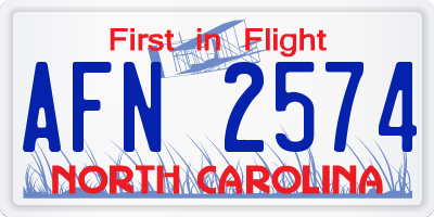 NC license plate AFN2574