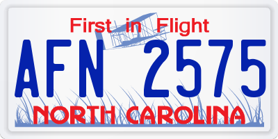 NC license plate AFN2575