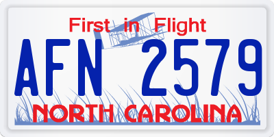 NC license plate AFN2579