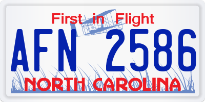 NC license plate AFN2586
