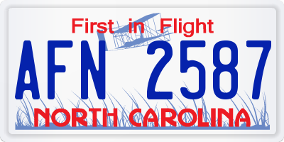 NC license plate AFN2587