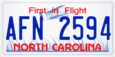 NC license plate AFN2594