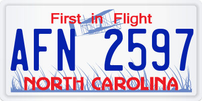 NC license plate AFN2597