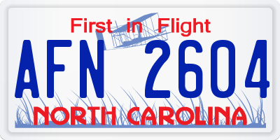 NC license plate AFN2604