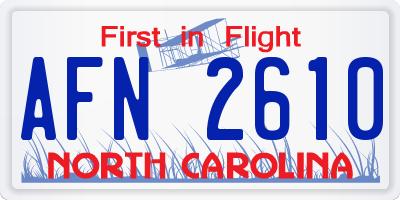 NC license plate AFN2610