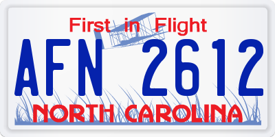 NC license plate AFN2612