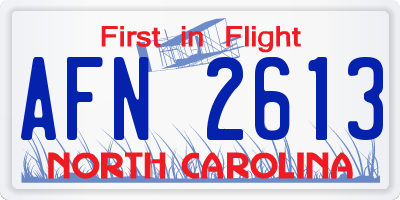 NC license plate AFN2613