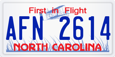 NC license plate AFN2614