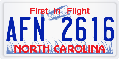 NC license plate AFN2616