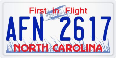 NC license plate AFN2617