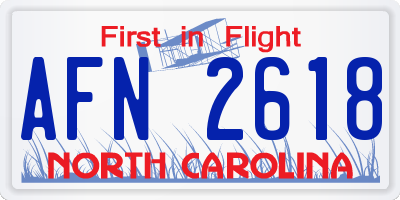 NC license plate AFN2618