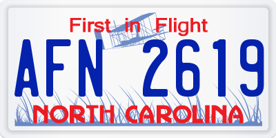 NC license plate AFN2619