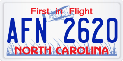 NC license plate AFN2620