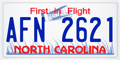 NC license plate AFN2621