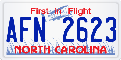 NC license plate AFN2623