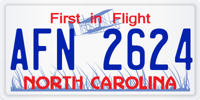 NC license plate AFN2624