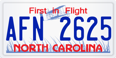 NC license plate AFN2625