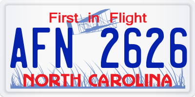 NC license plate AFN2626