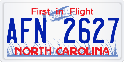 NC license plate AFN2627