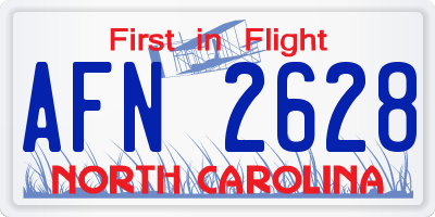 NC license plate AFN2628