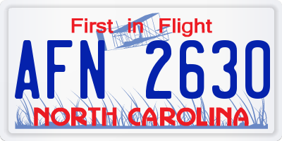 NC license plate AFN2630