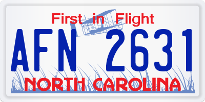 NC license plate AFN2631