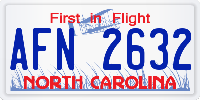 NC license plate AFN2632