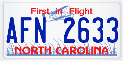 NC license plate AFN2633
