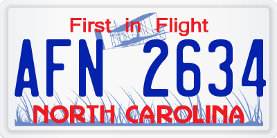NC license plate AFN2634