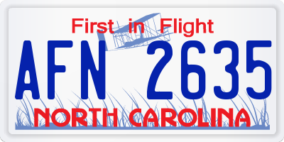 NC license plate AFN2635
