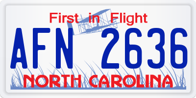 NC license plate AFN2636