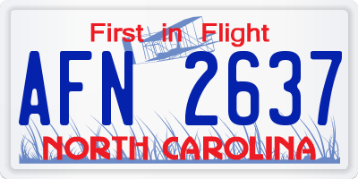 NC license plate AFN2637