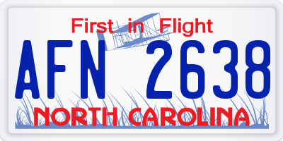 NC license plate AFN2638