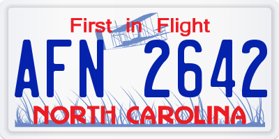 NC license plate AFN2642
